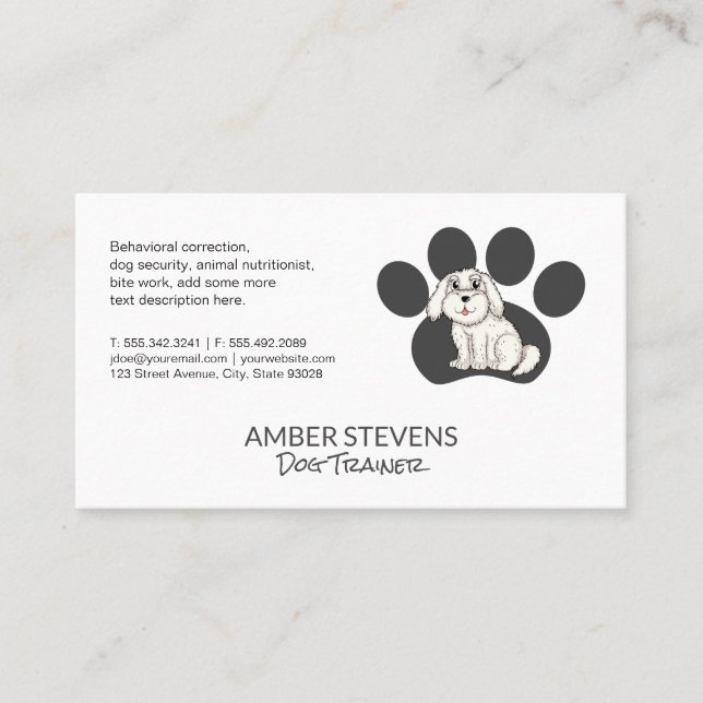 Dog Trainer | Sitter | Niedliche Doggie Sitzen Visitenkarte (Vorderseite)