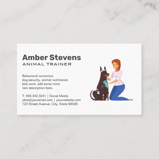 Dog Trainer | Sitter | Weiblicher Hund Visitenkarte (Vorderseite)