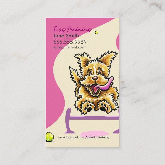 Dog Trainer Training Active Terrier Pink Visitenkarte (Vorderseite)