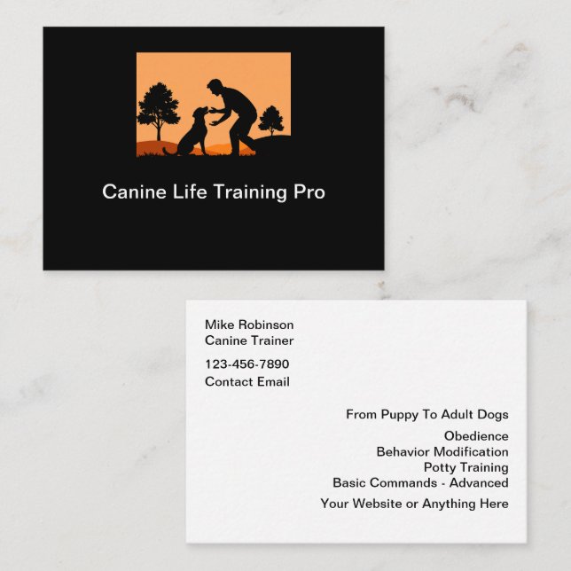 Dog Training Einfache Visitenkarten Visitenkarte (Vorne/Hinten)