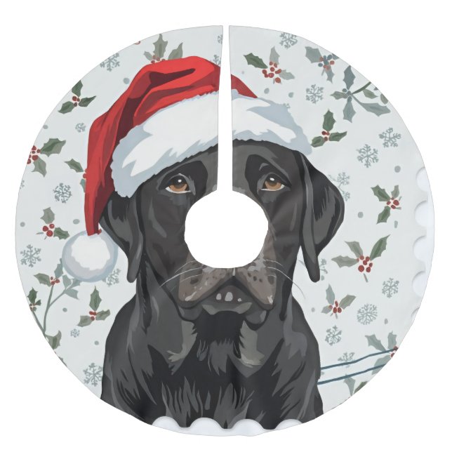 Dog tree skirt black lab polyester weihnachtsbaumdecke (Vorderseite)