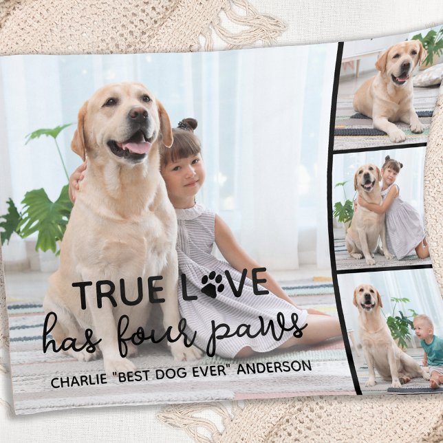 DOG True LOVE Personalisierter Hund Lover 4 Bild Fleecedecke (Von Creator hochgeladen)