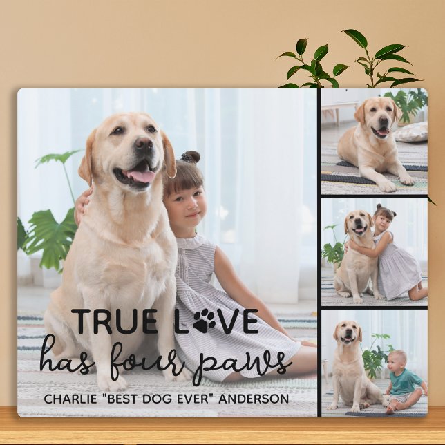 DOG True LOVE Personalisierter Hund Lover 4 Bild Fotoplatte (Von Creator hochgeladen)