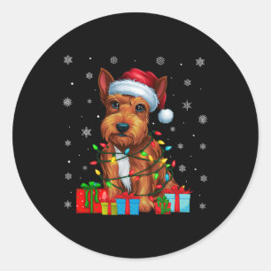 Dog Ugly Xmas Light Weihnachtsmannmütze Scottish T Runder Aufkleber