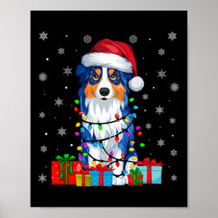 Dog Ugly Xmas Lights Weihnachtsmannmütze Australia Poster