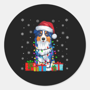 Dog Ugly Xmas Lights Weihnachtsmannmütze Australia Runder Aufkleber