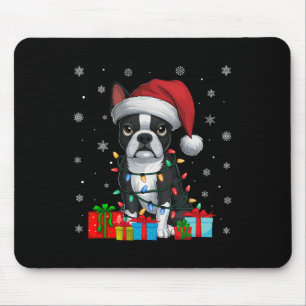 Dog Ugly Xmas Lights Weihnachtsmannmütze Boston Te Mousepad