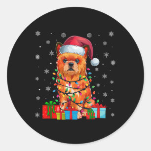 Dog Ugly Xmas Lights Weihnachtsmannmütze Brussels  Runder Aufkleber