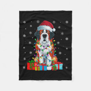Dog Ugly Xmas Lights Weihnachtsmannmütze Saint Ber Fleecedecke