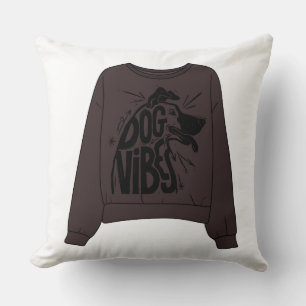 Dog Vibes Vintage Brauner Sweatshirt Vektor Kissen