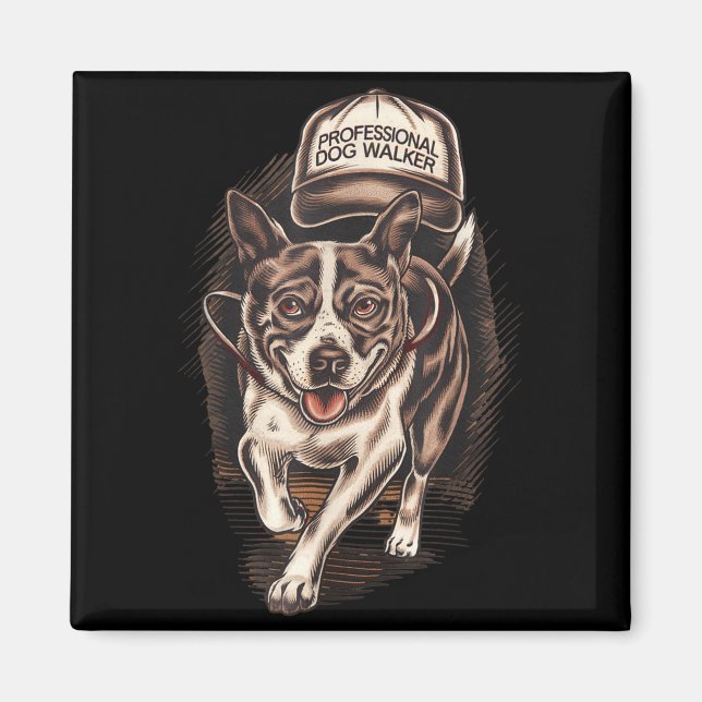 Dog Waking Professional Dog Walker Hat Graphic  Magnet (Vorne)