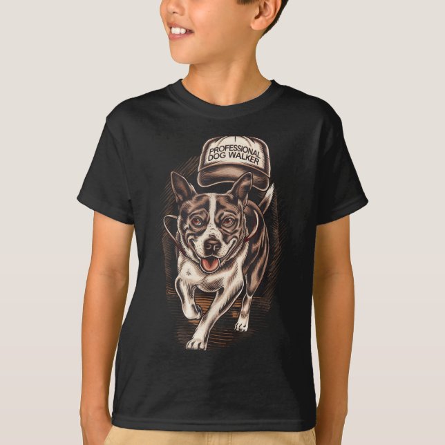 Dog Waking Professional Dog Walker Hat Graphic  T-Shirt (Vorderseite)