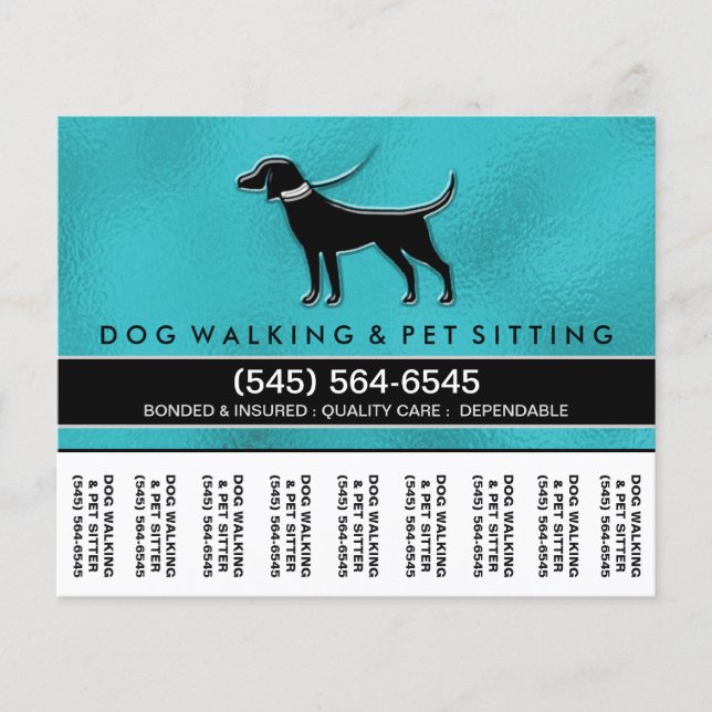 Dog Walker 5.6 x 4.5 Abreißen des Flyers Aquamarin Flyer (Vorne)