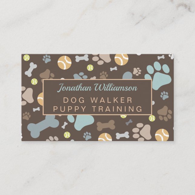 Dog Walker Brown Paw Print Visitenkarte (Vorderseite)