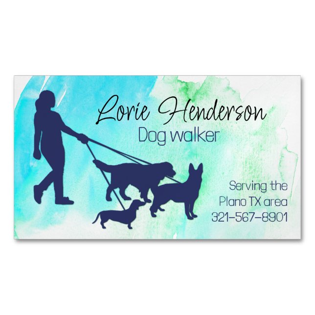 Dog Walker Business Card Magnet (Vorderseite)