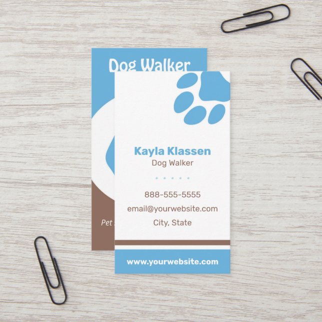 Dog Walker Business Card Visitenkarte (Vorderseite/Rückseite Beispiel)