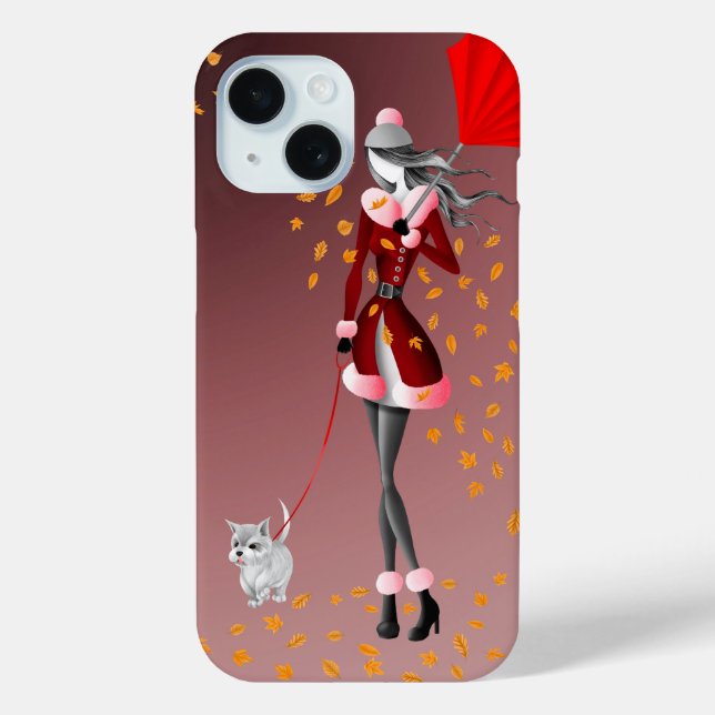 Dog Walker & Herbst Leaves iPhone Fall Case-Mate iPhone Hülle (Rückseite)