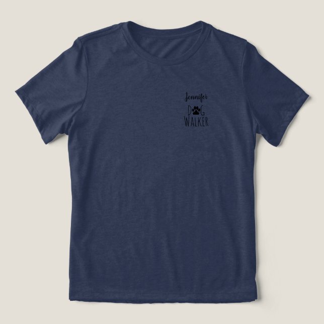 'Dog Walker' Minimalist Charming Customizable Tri-Blend Shirt (Design Vorderseite)