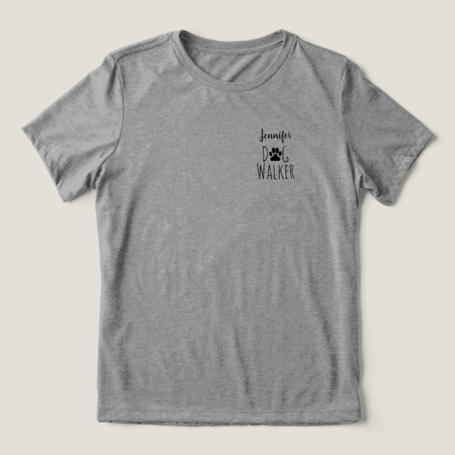 'Dog Walker' Minimalist Charming Customizable Tri-Blend Shirt (Design Vorderseite)