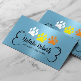 Dog Walker Niedliche Farbpaws für Haustiere Modern Visitenkarte