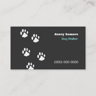Dog Walker Paws Black Business Card Visitenkarte