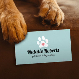 Dog Walker Pet Sitter Niedliches Pfotenherz Visitenkarte