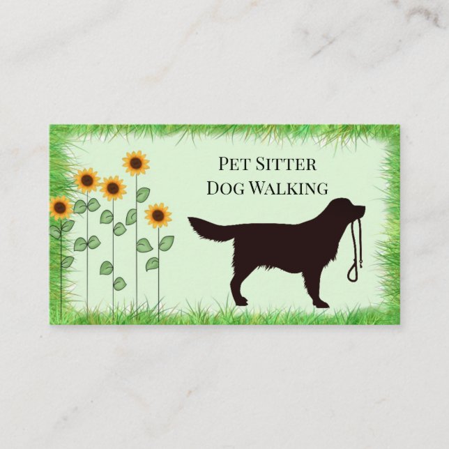Dog Walker/ Pet Sitter Sonnenblumen Visitenkarte (Vorderseite)