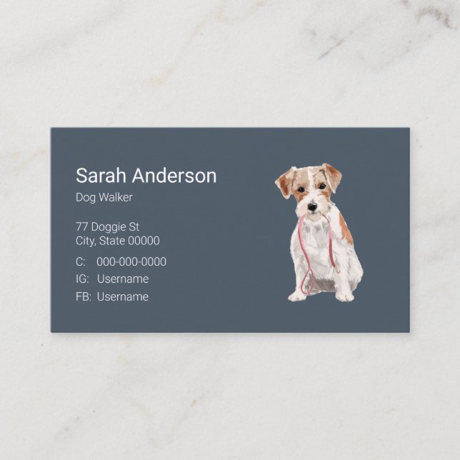 Dog Walker Pet Sitting Business Card Visitenkarte (Vorderseite)