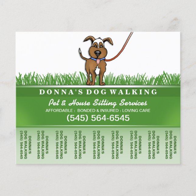 Dog Walker & Pet Sitzreißen Aus Flyer 5.6 x 4.5 (Vorne)