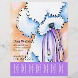 Dog Walker Poodle Lila Personalisiertes Reißblech Flyer