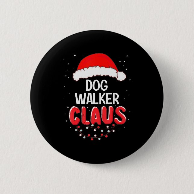 Dog Walker Santa Claus Christmas Matching Costume  Button (Vorderseite)