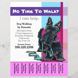 Dog Walker Scottie Karierter Personalisierter Teez Flyer