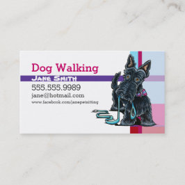 Dog Walker Scottie Pink Lila Kariert Visitenkarte