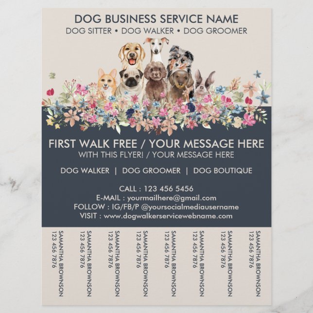 Dog Walker Service Ivory Navy Flyer (Vorne)