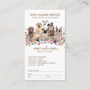 Dog Walker Service Kostenloser Name des Geschenkes Visitenkarte