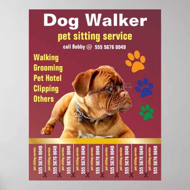 Dog Walker Trustable Care Pet Sitting Service Ad Poster (Vorne)