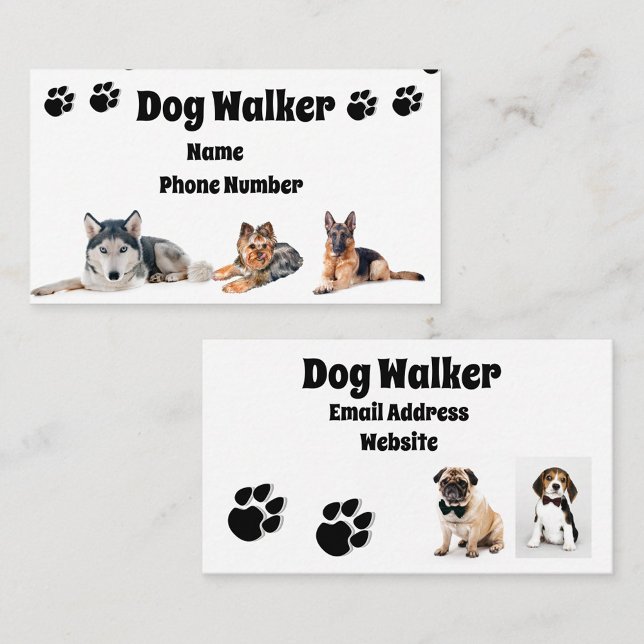 Dog Walker Visitenkarte (A dynamic presentation of a dog walking service business card)