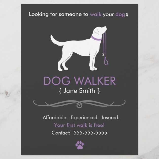 Dog Walker Walking Business Flyer Vorlage (Vorne)