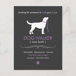 Dog Walker Walking Visitenkarte Werbung Postkarte