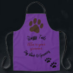 Dog Wash & Groomer - kundenspezifisch Schürze<br><div class="desc">Hunde Wash und Groomer Schürze. Große Pfote und zwei kleinere Pfoten ganz unten. Bearbeitbar. Anpassbarer Text und Name.</div>