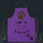 Dog Wash & Groomer - kundenspezifisch Schürze<br><div class="desc">Hunde Wash und Groomer Schürze. Große Pfote und zwei kleinere Pfoten ganz unten. Bearbeitbar. Anpassbarer Text und Name.</div>