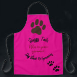 Dog Wash & Groomer - kundenspezifisch Schürze<br><div class="desc">Hunde Wash und Groomer Schürze. Große Pfote und zwei kleinere Pfoten ganz unten. Bearbeitbar. Anpassbarer Text und Name.</div>