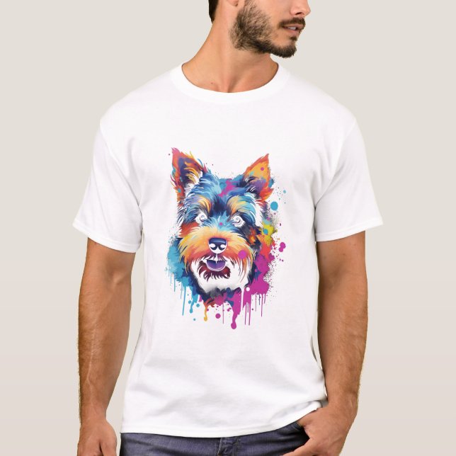 Dog Watercolor Niedlich Funny T-Shirt (Vorderseite)
