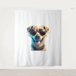 dog wearing sunglasses Active Wandteppich