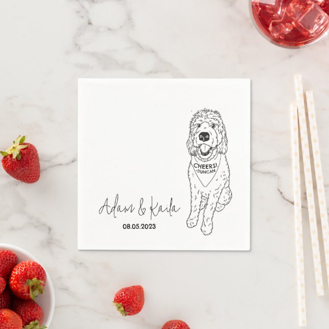 Dog Wedding Cocktail Drink Napkins Goldendoodle Serviette (Beispiel)