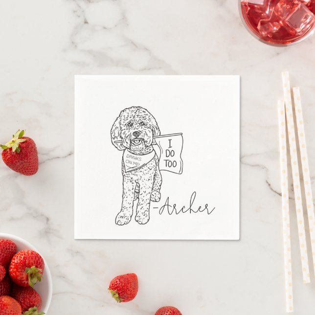 Dog Wedding Cocktail Drink Napkins Poodle Doodle Serviette (Beispiel)