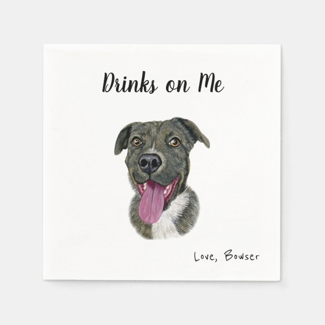Dog Wedding Cocktail Napkins Serviette (Vorderseite)