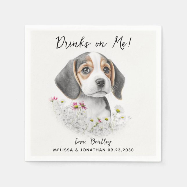 Dog Wedding Cocktail Serviette (Vorderseite)