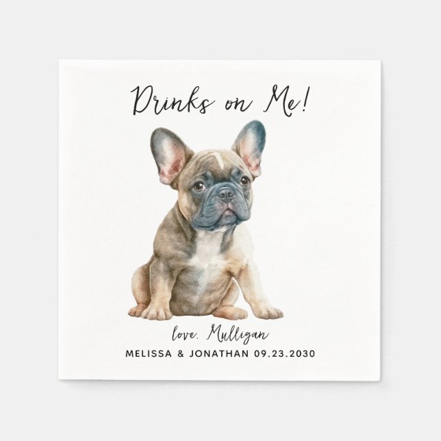 Dog Wedding Cocktail Serviette (Vorderseite)