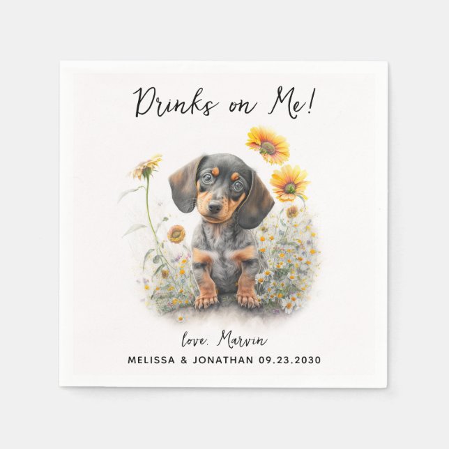 Dog Wedding Cocktail Serviette (Vorderseite)